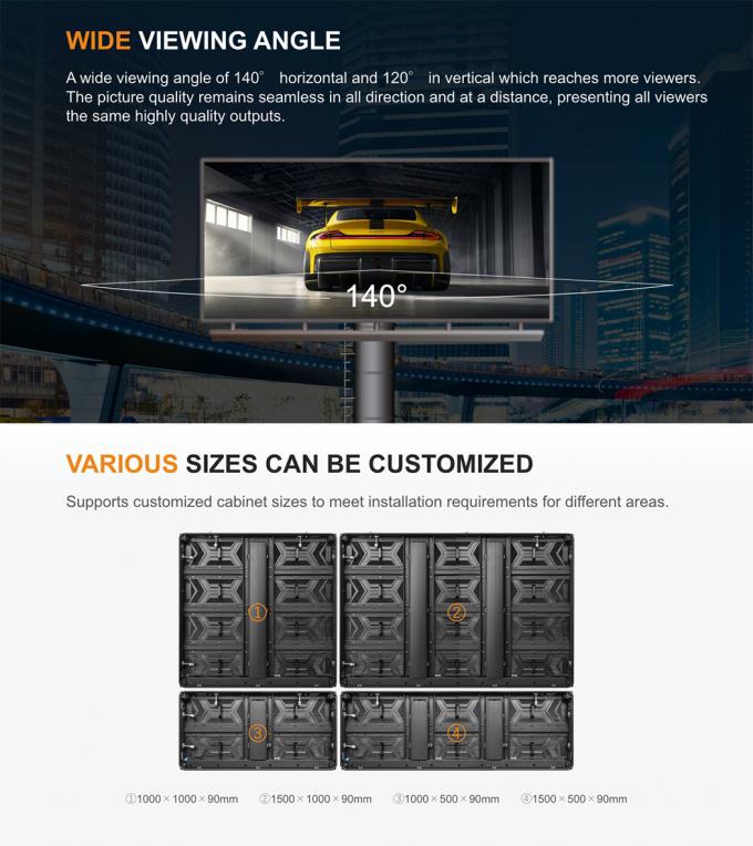 Εξωτερική σταθερή οθόνη οθόνης LED P3.91 P4.81 P6.25 P7.8 P10.4 Slim Full Color LED Video Wall 6