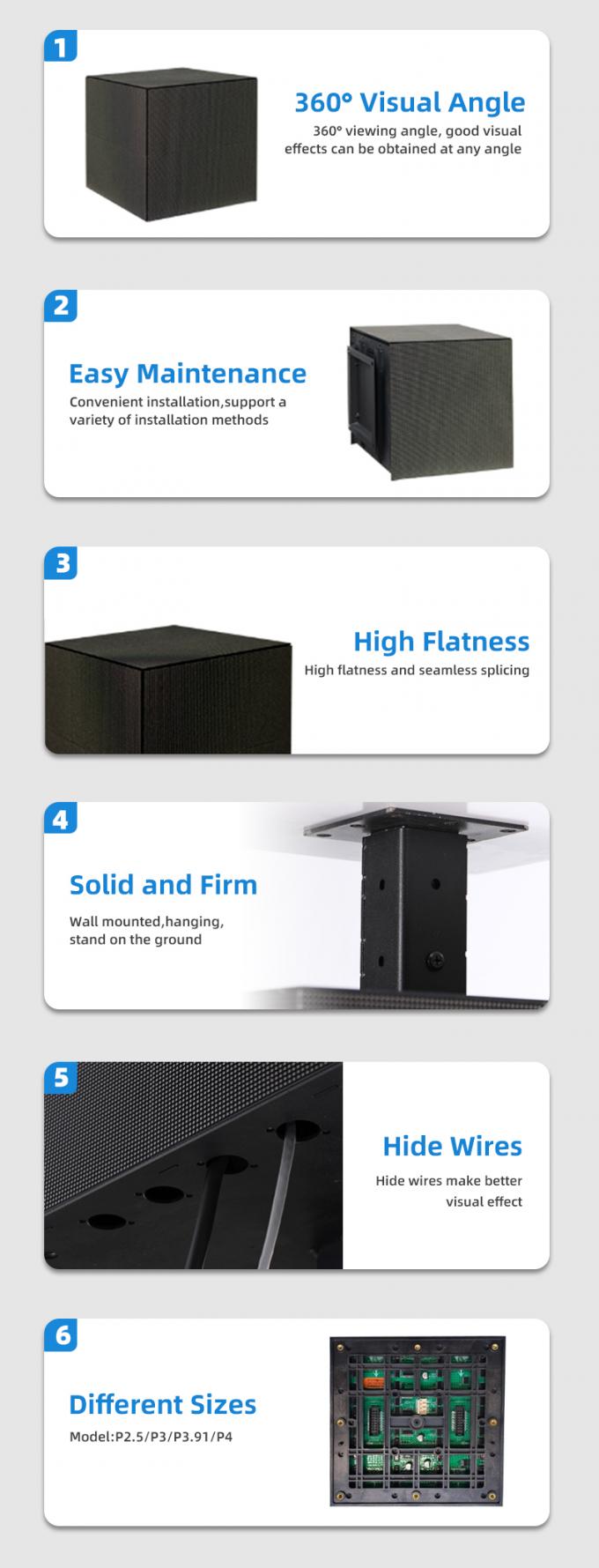 Δείκτης LED κύβους P2.5 P3 P4mm Προσαρμοσμένη διαφήμιση λιανικού εμπορίου 6