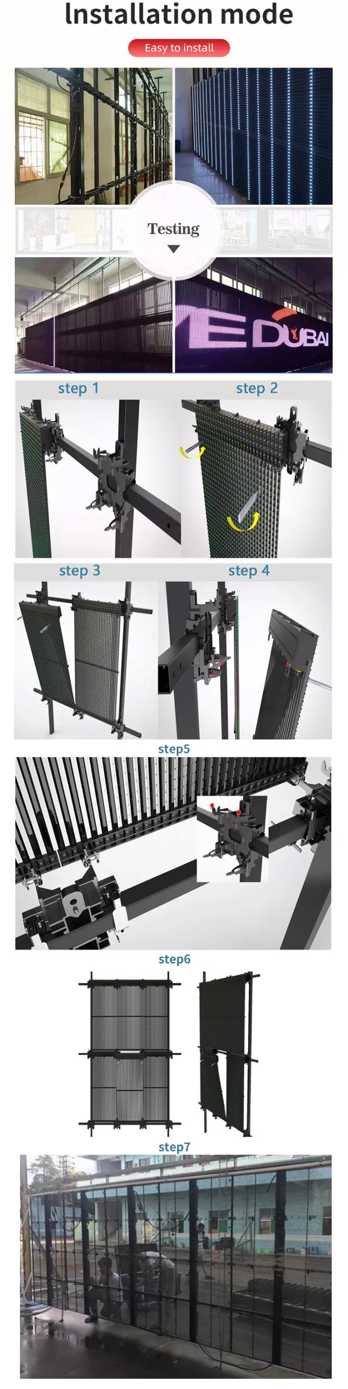 Διαφανής οθόνη LED Διαφανές γυάλινο παράθυρο LED Διαφανές τοίχος βίντεο Ευέλικτο πάνελ υψηλή φωτεινότηταLED οθόνη 4