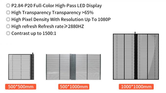 3.91-7.82mm Pixel Pitch Διαφανής οθόνη οθόνης LED με διαφάνεια 75% για απόσταση παρακολούθησης 5-100m 7