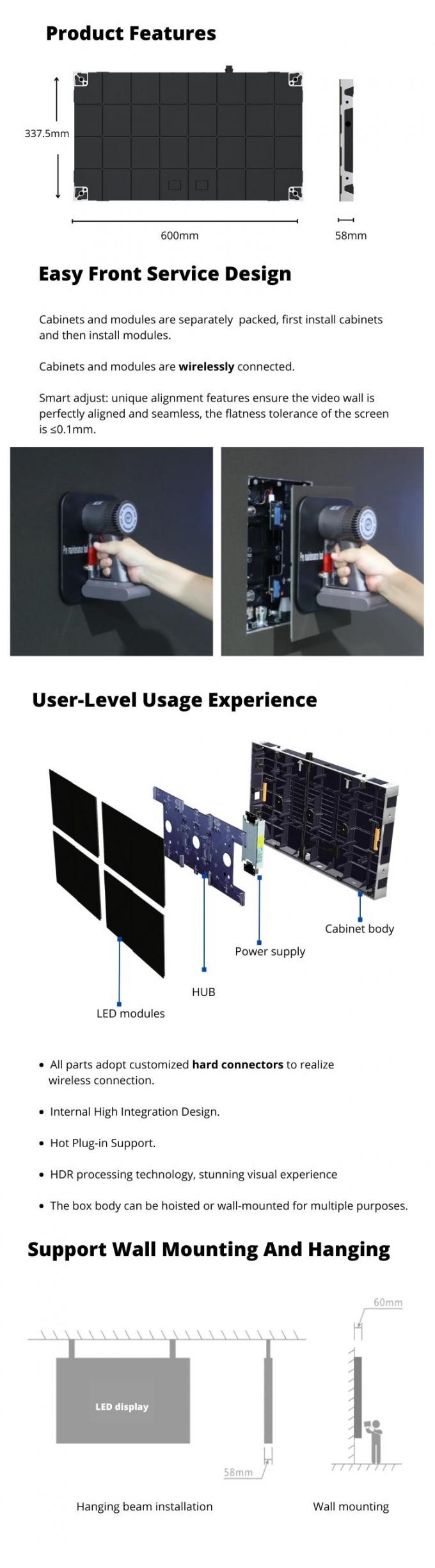 Αδιάβροχο COB εσωτερικό μικρού μεγέθους Pixel Pitch P0.6 P0.7 P0.9 P1.25 Micro Thin Church Led Video Wall Display Panel 6