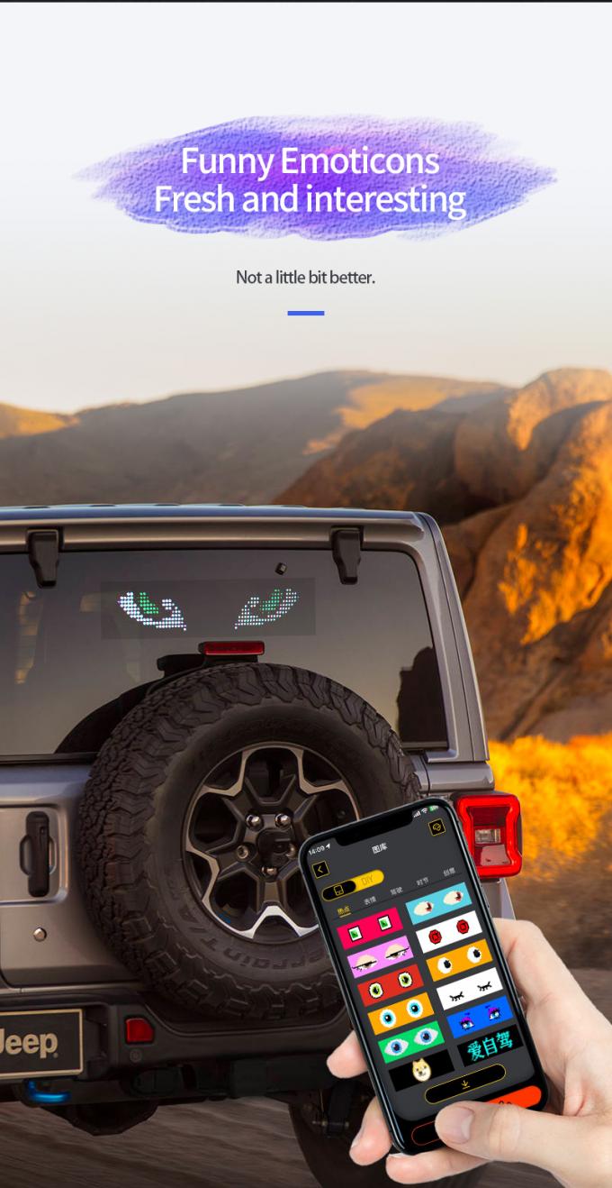 Οθόνη σήματος LED αυτοκινήτου 16 * 64 Προγραμματισμό USB 5V RGB Τυπικό κινούμενο σχέδιο Κείμενο DIY Πίνακα περιήγησης Απομακρυσμένο έλεγχο Διαφήμιση οθόνη LED 3