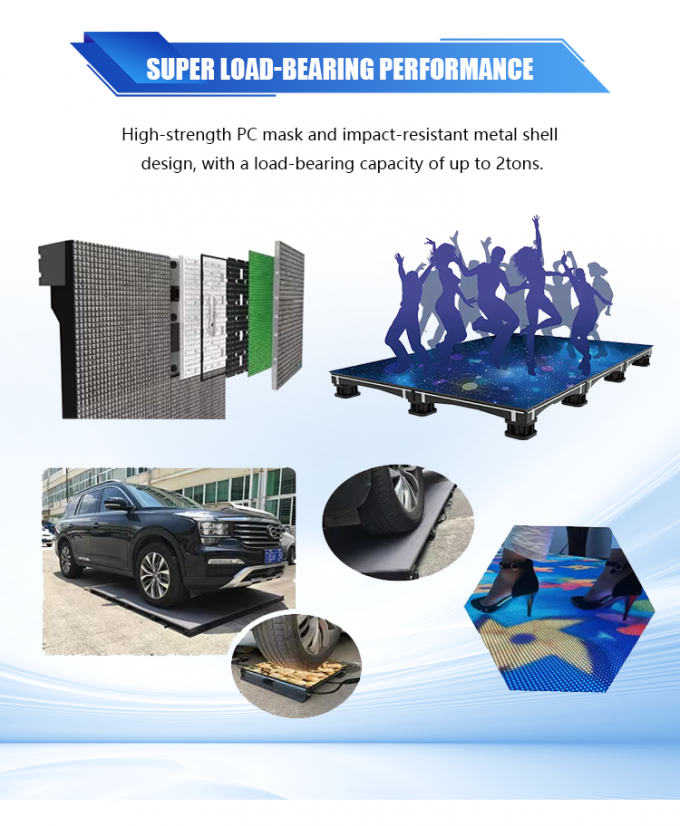 3D Πάνελ Δαπέδου Χορού Σκηνής Διαδραστική Οθόνη LED Δαπέδου P2.6 P2.97 P3.91 Οθόνη Led 5