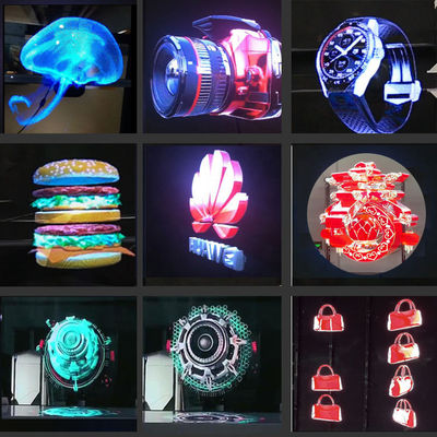 Spliced 65cm wifi light outdoor advertising machine 3D LED holographic display projector rotating hologram fan