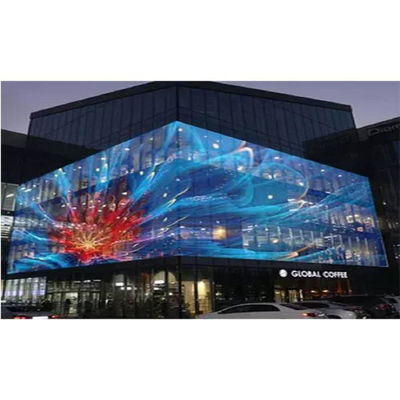 Outdoor  transparent led screen mesh display panel glass wall curtain for Glass Advertising LED Display