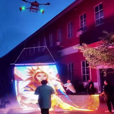 Flying LED Display with Drone Magic Carpet Screen LED Film Screen Rechargeable for Outdoor Advertising Customized